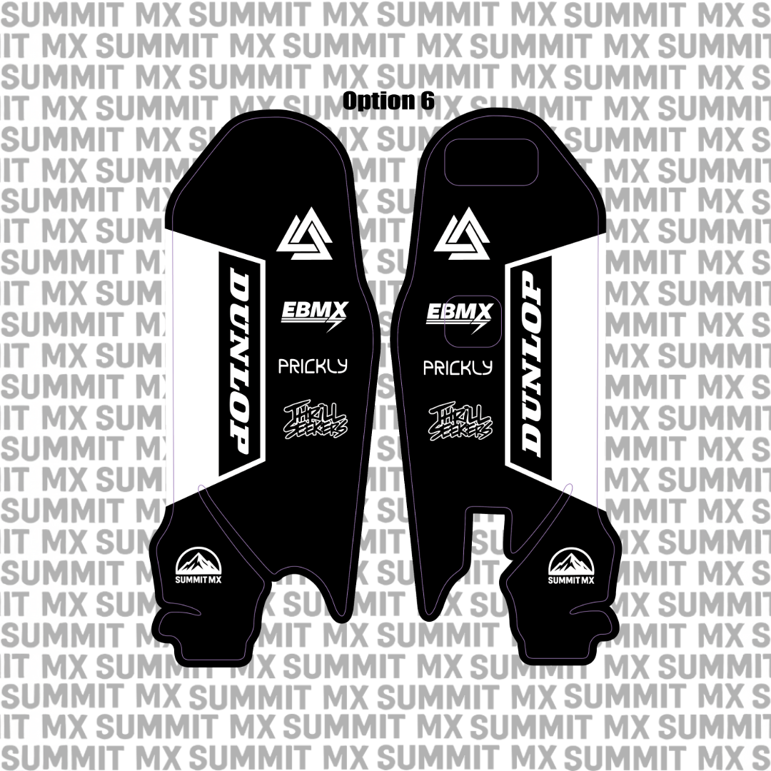 Surron Ultra Bee fork guard decal option 6 black pair — Summit MX