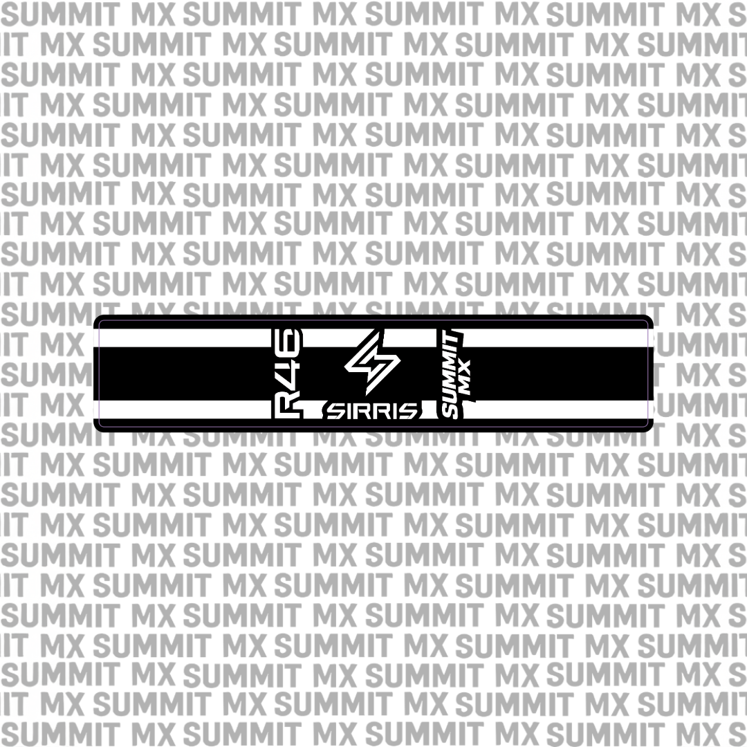 Sirris R46 shock decal in solid black colorway — Summit MX