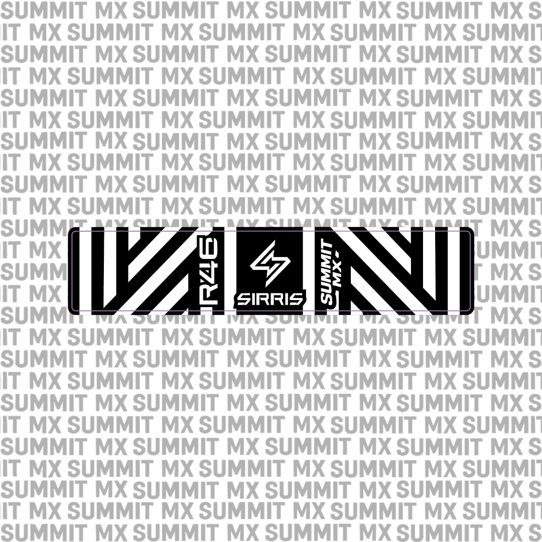 Sirris R46 shock decal in diagonal stripe design — Summit MX