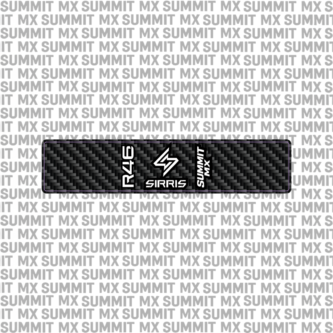 Sirris R46 shock decal in carbon fiber pattern — Summit MX