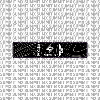 Sirris R46 shock decal in topographic pattern — Summit MX