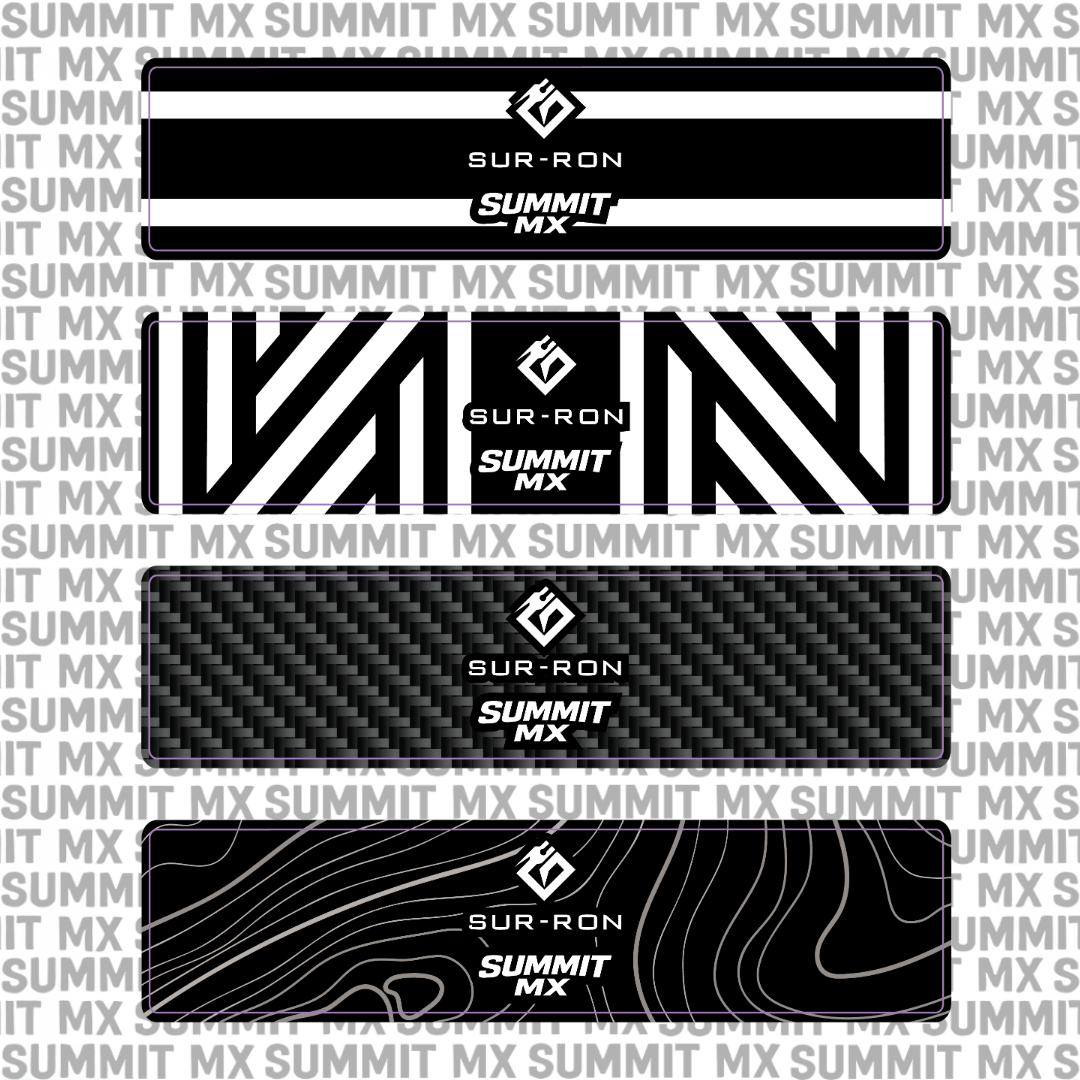 Surron Ultra Bee stock shock decal with white stripe colorway — Summit MX