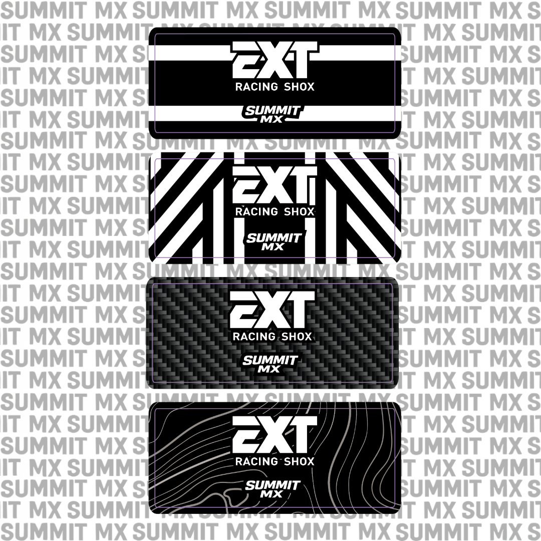 EXT Arma MX shock decal, white colorway — Summit MX