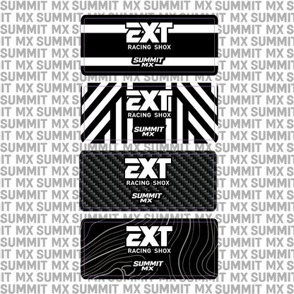 EXT Arma MX shock decal, white colorway — Summit MX