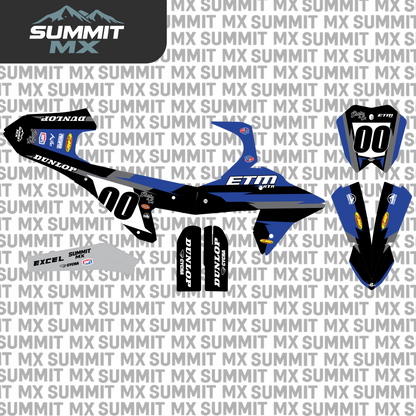 ETM RTR moto inspired graphics kit blue design layout — Summit MX