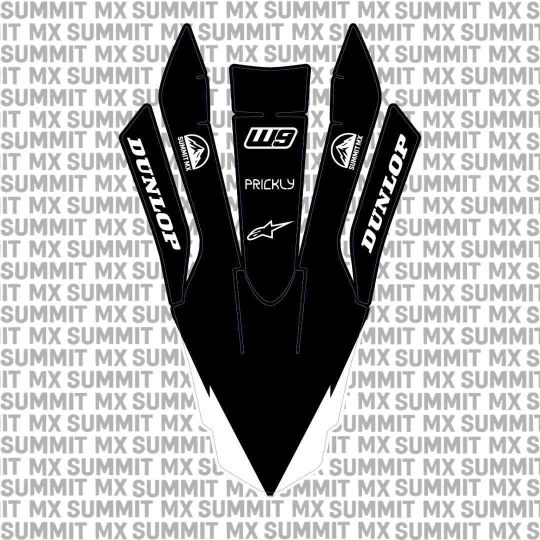 Surron Ultra Bee front fender decal in black and white split — Summit MX