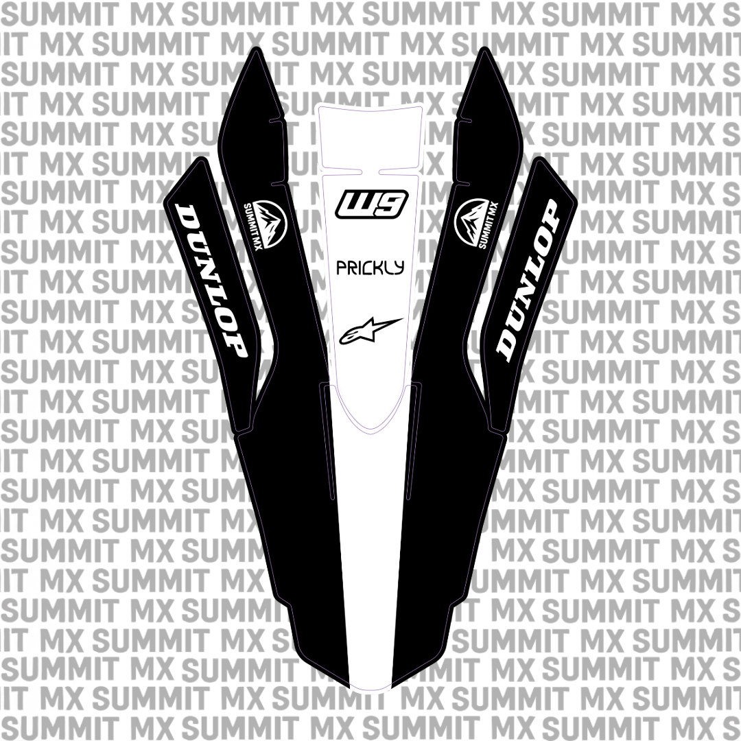 Surron Ultra Bee front fender decal in white stripe colorway — Summit MX