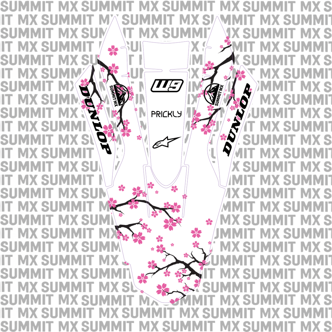 Surron Ultra Bee front fender decal in pink cherry blossom — Summit MX