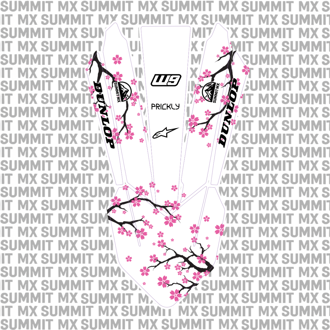 KTM 85 front fender decal in white with pink floral — Summit MX
