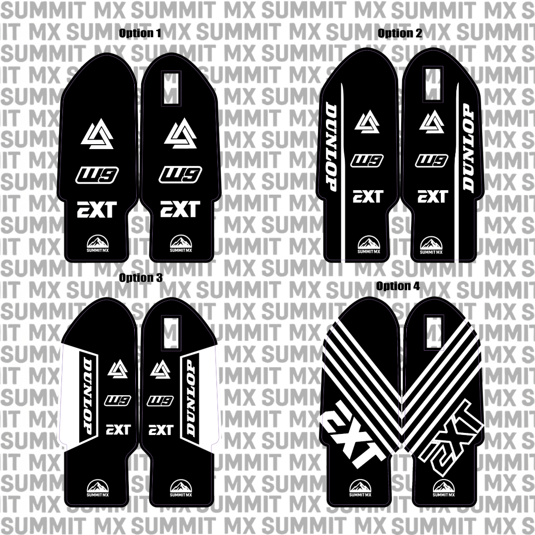 EXT fork guard decal design options 1 and 2 chart — Summit MX