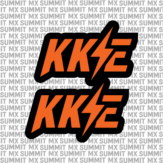 KKE fork tube decal in orange colorway — Summit MX