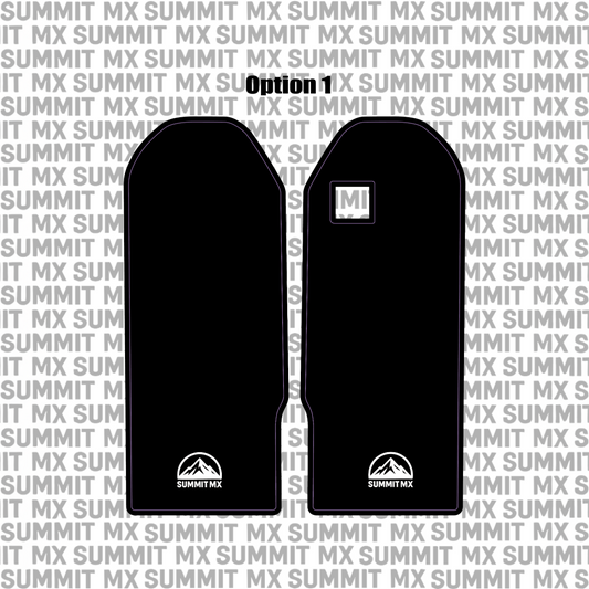 Talaria OEM fork guard decal design with dual-sided application for suspension — Summit MX