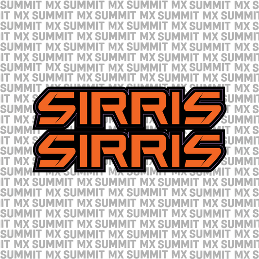 Sirris fork tube decal in orange outlined colorway — Summit MX
