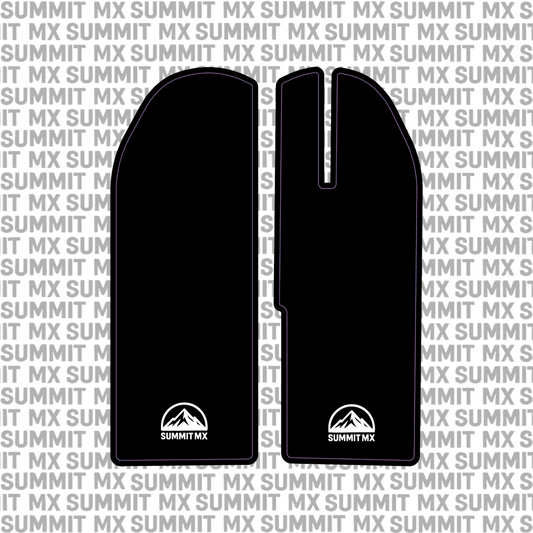 RTR fork guard decal design with dual-sided application for suspension forks — Summit MX