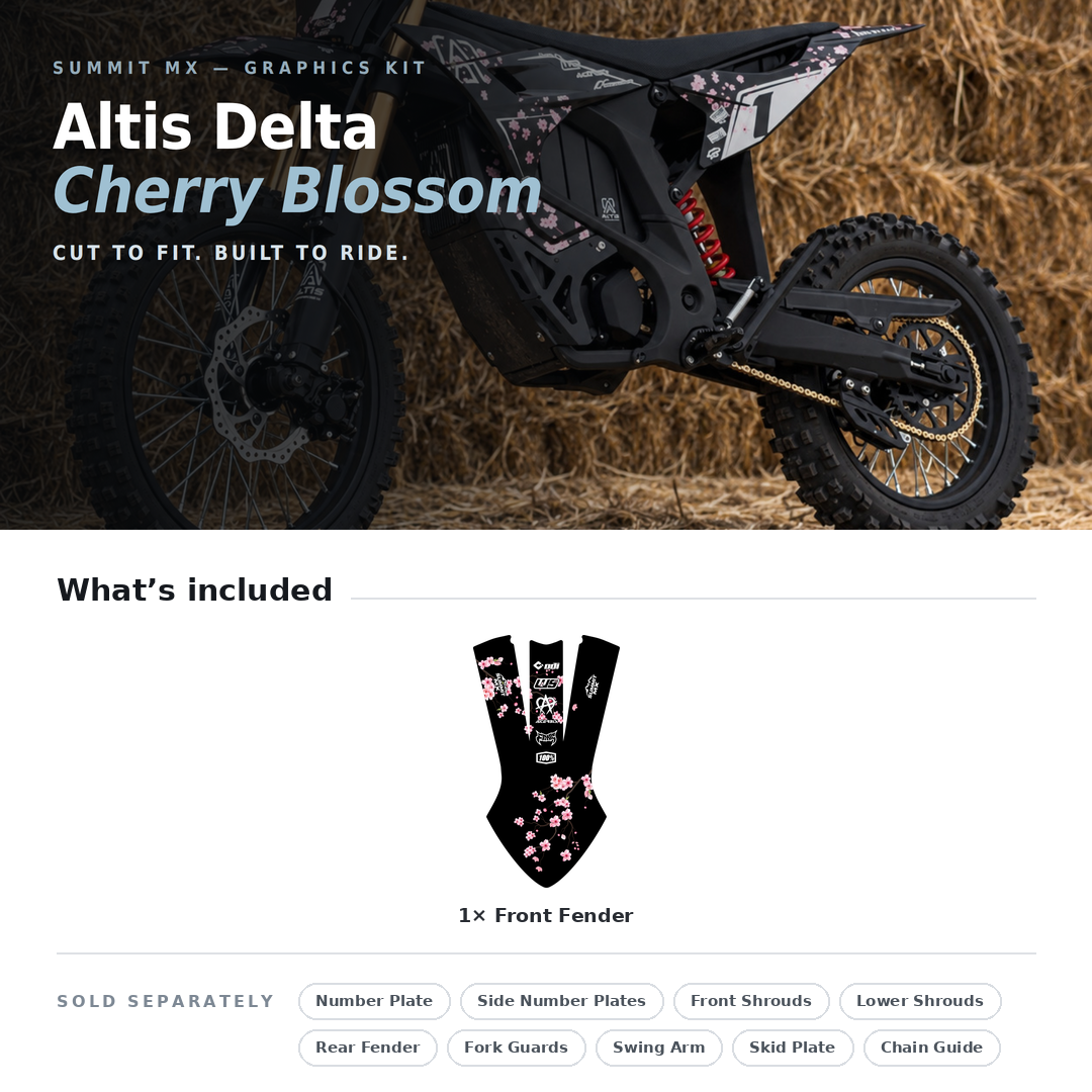 What's included with the Cherry Blossom Decal for Altis Delta Front Fender