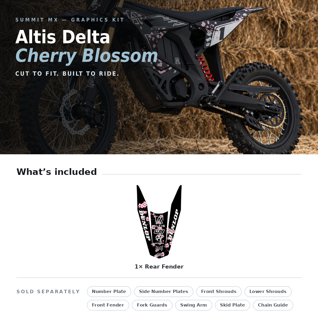 What's included with the Cherry Blossom Decal for Altis Delta Rear Fender