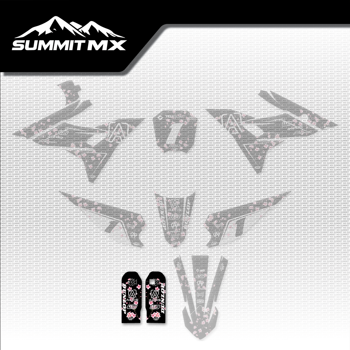 Cherry Blossom Altis Sigma fork guard decals, shown in place on the full kit