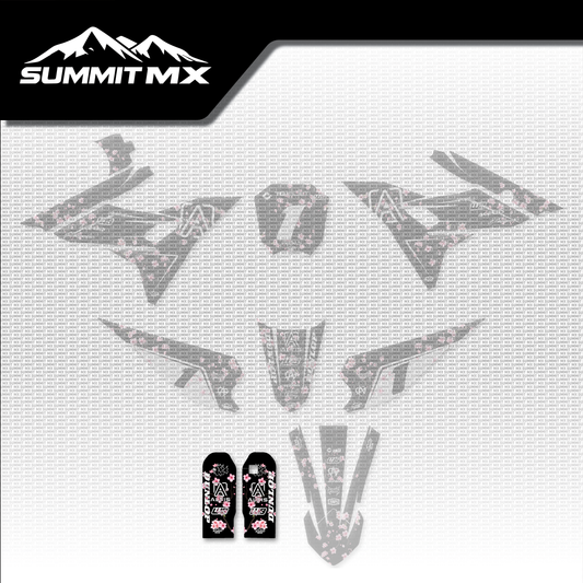 Cherry Blossom Altis Sigma fork guard decals, shown in place on the full kit