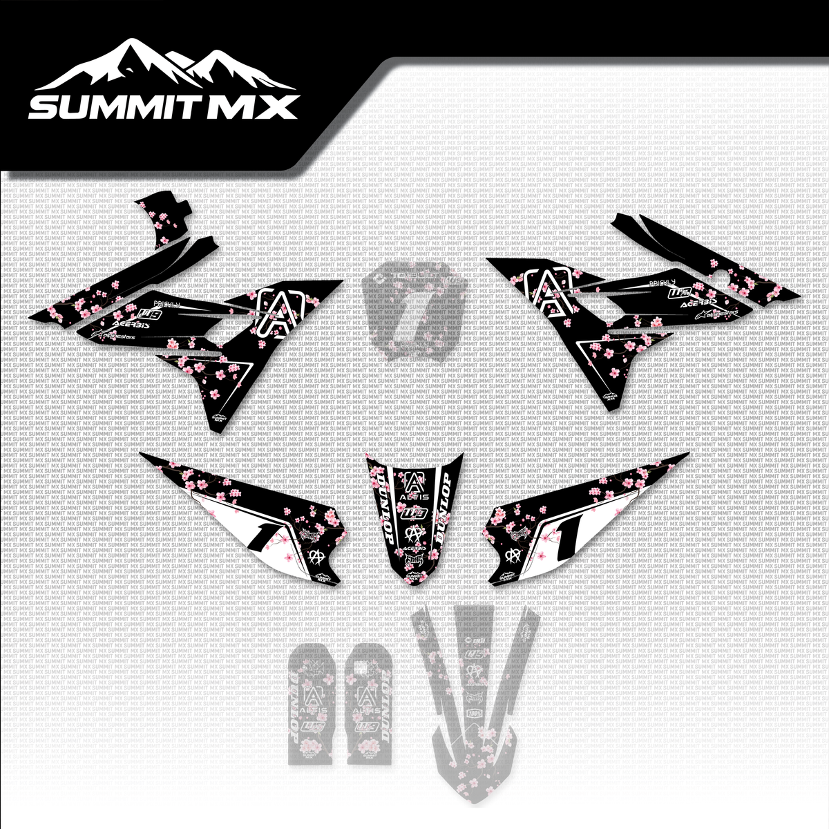 Cherry Blossom Altis Sigma body plastics kit, included pieces highlighted on the full kit