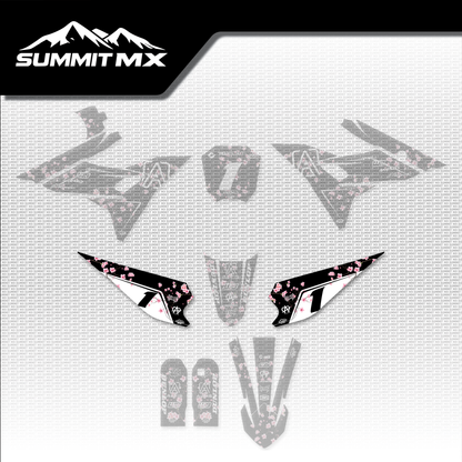 Cherry Blossom Altis Sigma side number plate decals, shown in place on the full kit