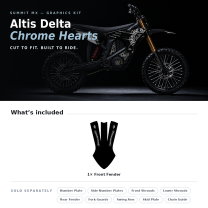 What's included with the Chrome Hearts Decal for Altis Delta Front Fender