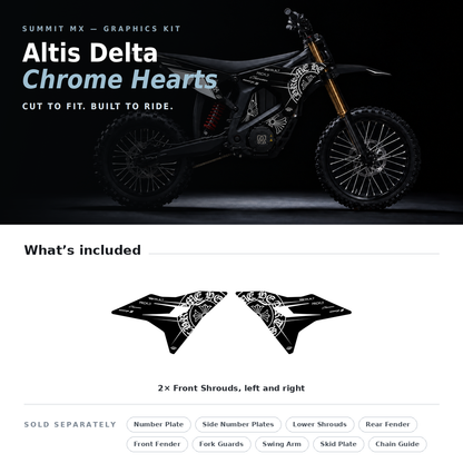 What's included with the Chrome Hearts Decal for Altis Delta Front Shrouds