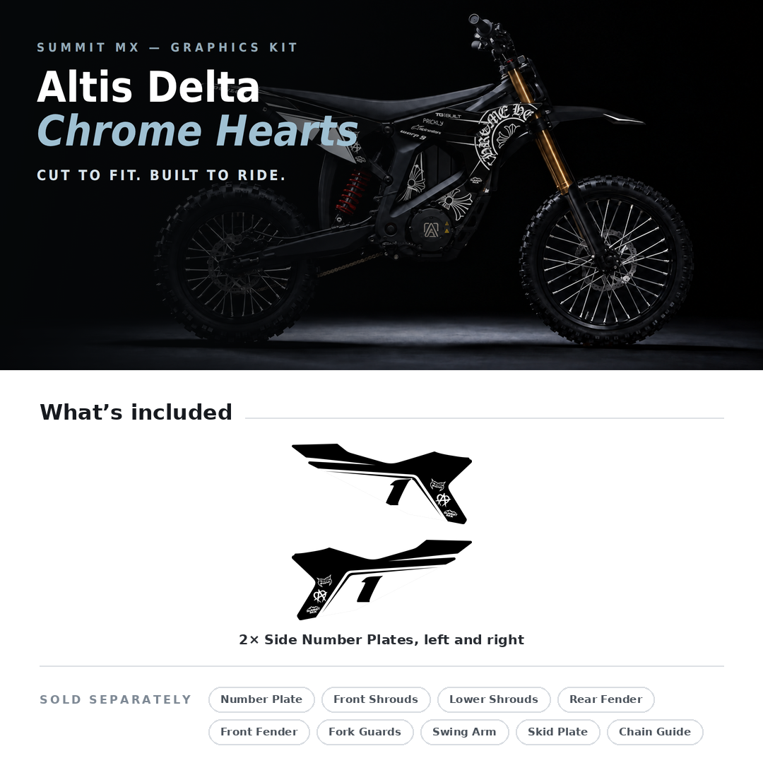 What's included with the Chrome Hearts Decal for Altis Delta Side Number Plates
