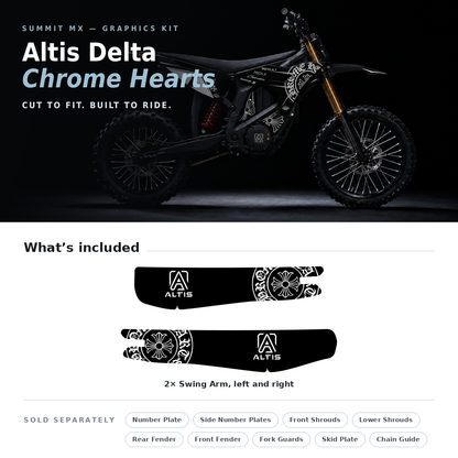 What's included with the Chrome Hearts Decal for Altis Delta Swing Arm