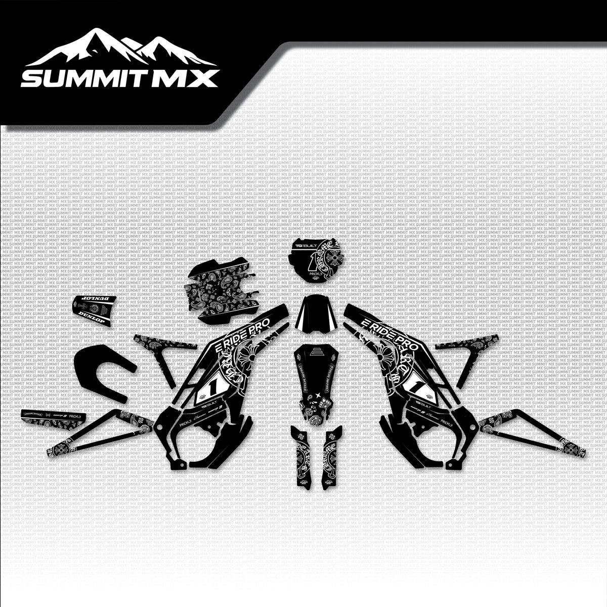 Chrome Hearts E-Ride Pro Full Graphics Kit, 1.0 and 2.0 fitment