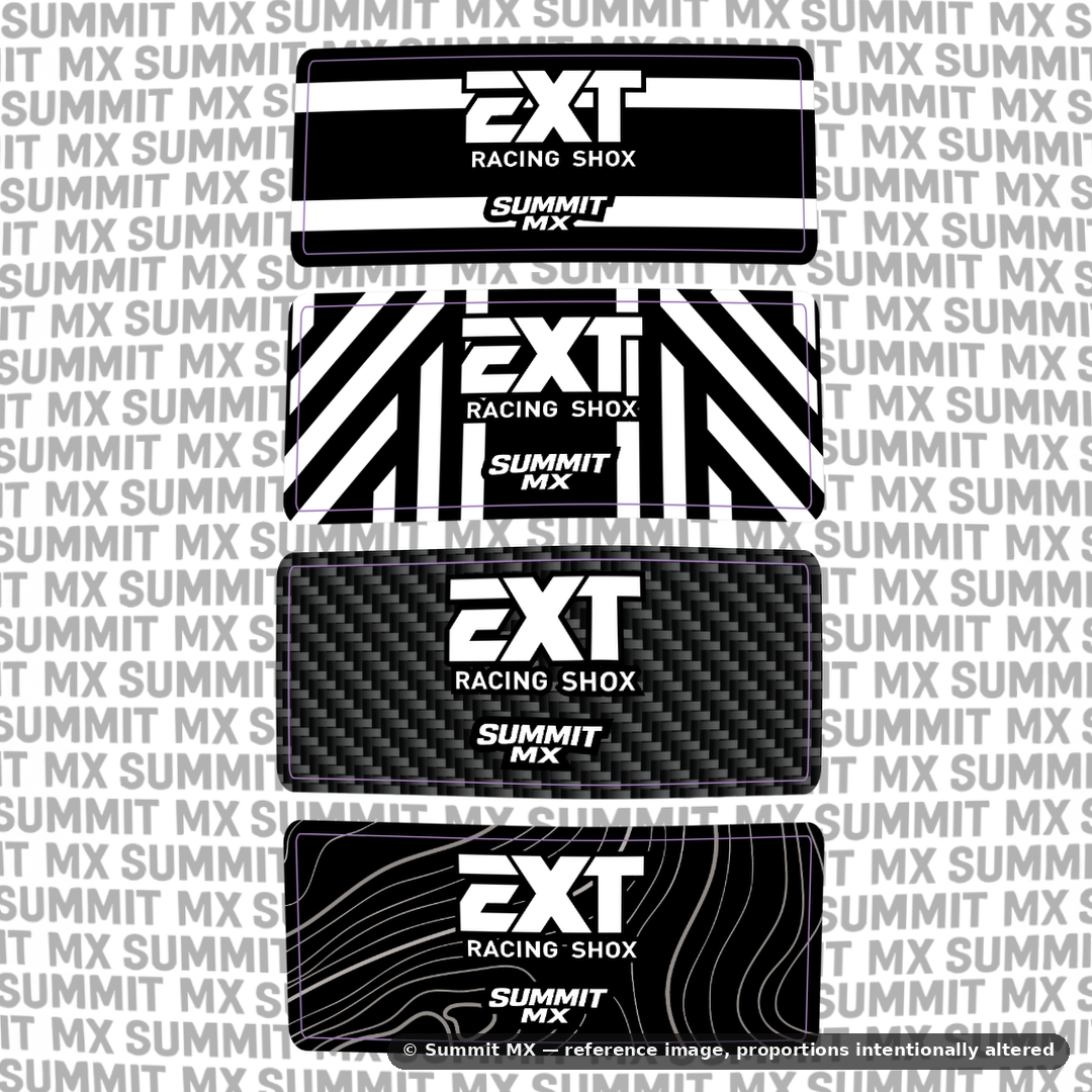 EXT Arma MX shock decal, white colorway — Summit MX