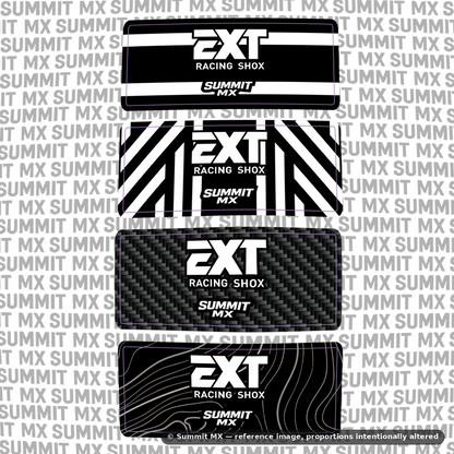 EXT Arma MX shock decal, white colorway — Summit MX
