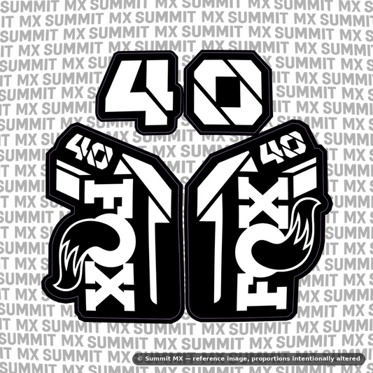 Fox 40 fork tube decal design with number styling — Summit MX