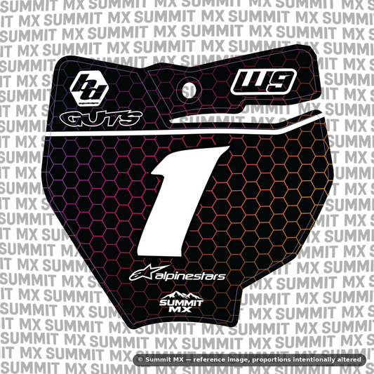 Hex number plate decal cut for the KTM 65 number plate
