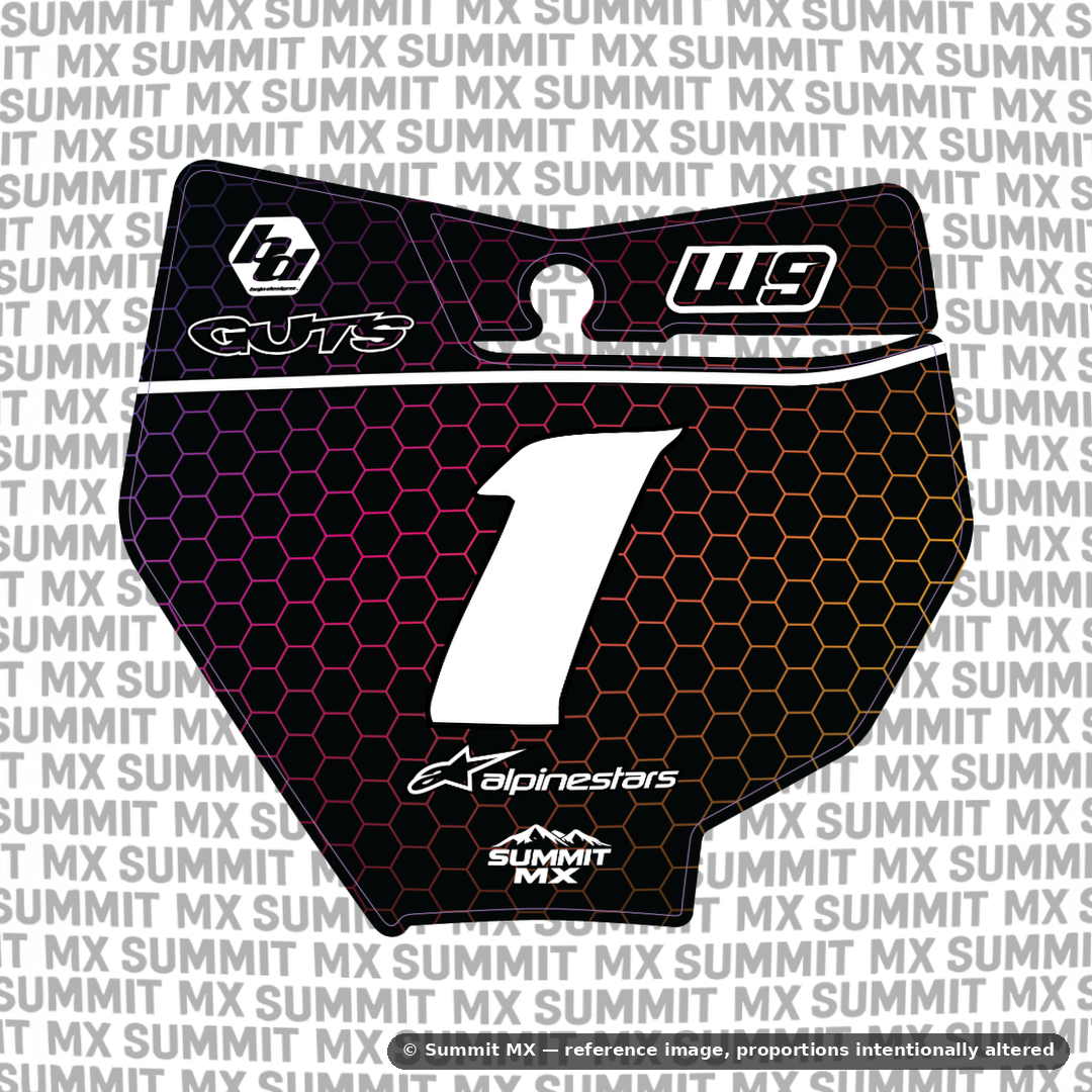 Hex number plate decal cut for the KTM 85 number plate