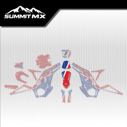 Honda Inspired E-Ride Pro Front Fender Decal placement on the full kit