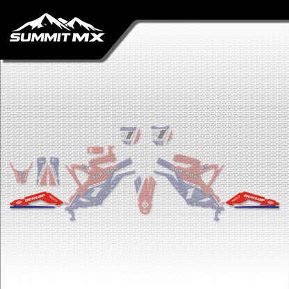 Honda Inspired Light Bee Swing Arm Decals placement on the full kit
