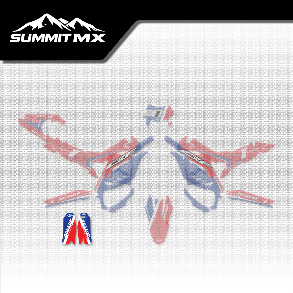 Honda Inspired Ultra Bee Fork Guard Decals shown in place on the full kit layout