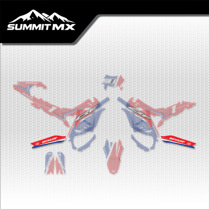Honda Inspired Ultra Bee Swing Arm Decal shown in place on the full kit layout