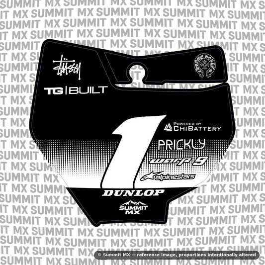 Horizon number plate decal cut for the KTM 85 number plate