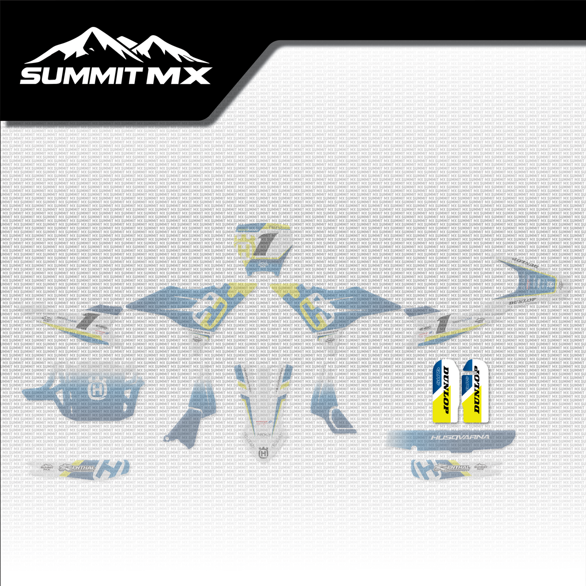 Husqvarna Inspired Altis Delta Fork Guard Decals placement on the full kit