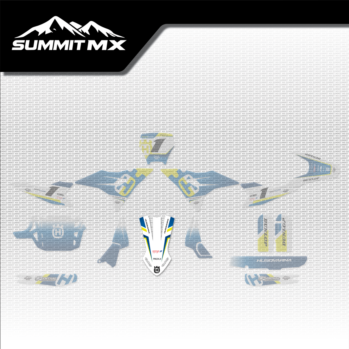 Husqvarna Inspired Altis Delta Front Fender Decal placement on the full kit