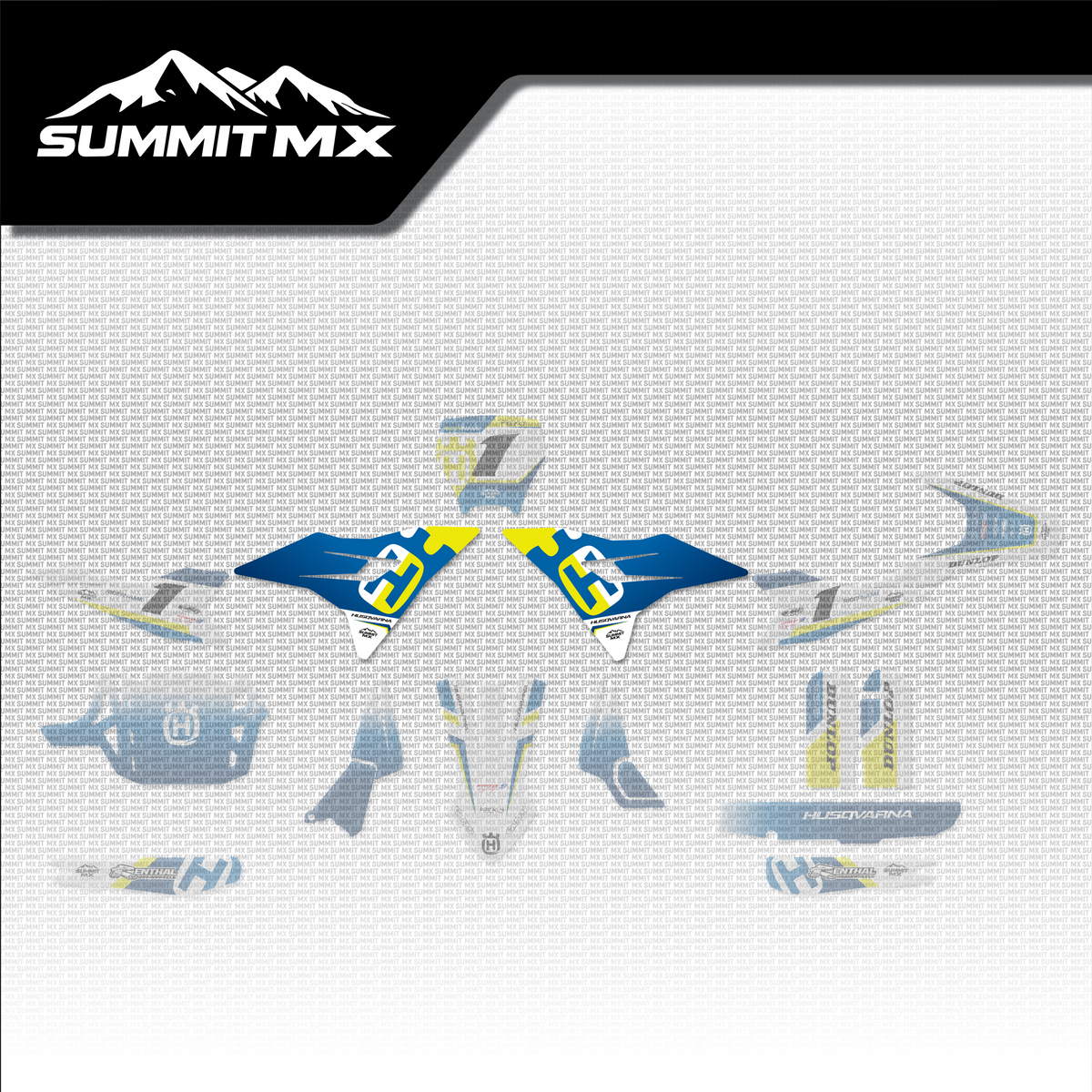 Husqvarna Inspired Altis Delta Front Shroud Decals placement on the full kit