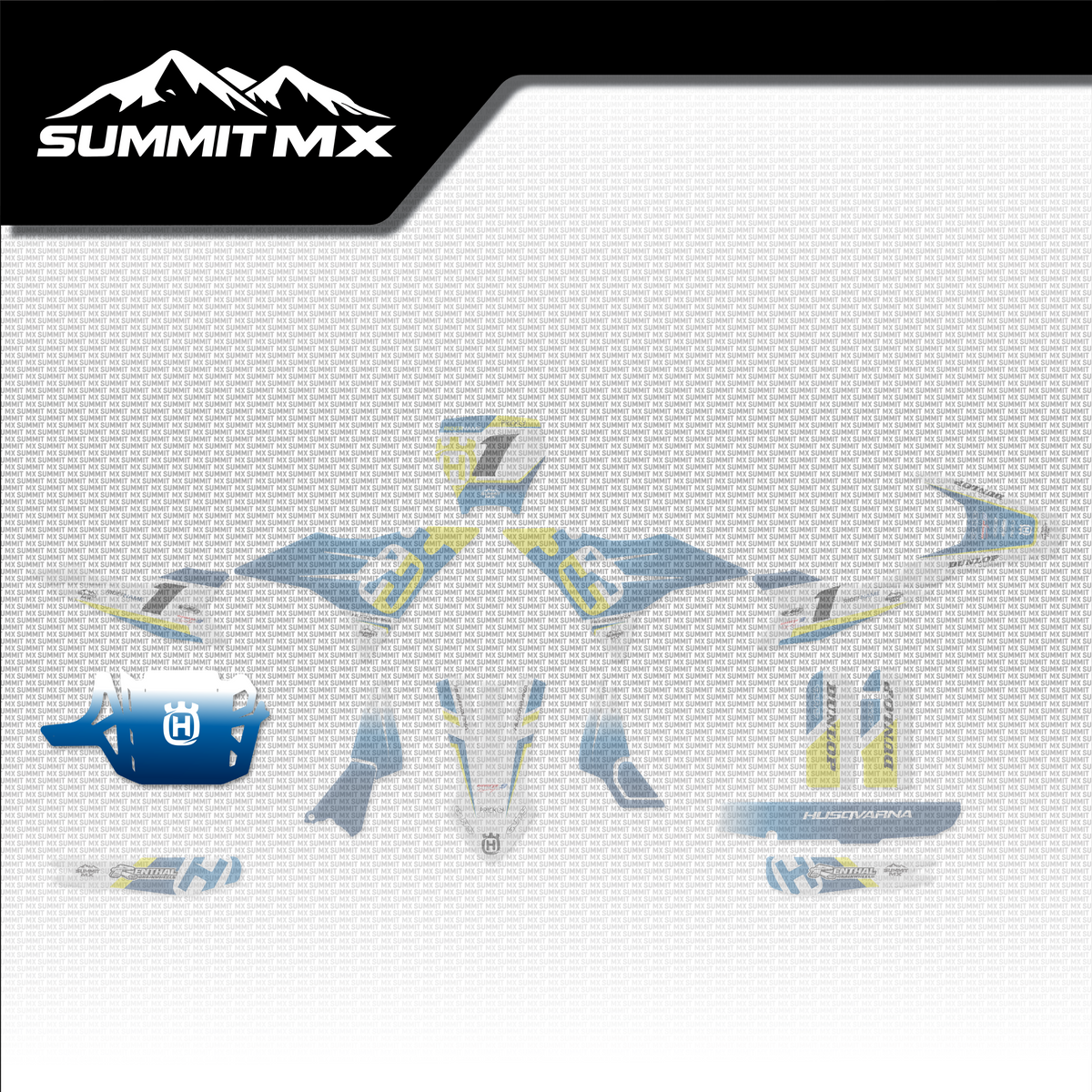 Husqvarna Inspired Altis Delta Skid Plate Decal placement on the full kit