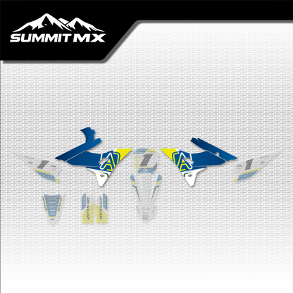 Husqvarna Inspired Altis Sigma Front Shroud Decals placement on the full kit