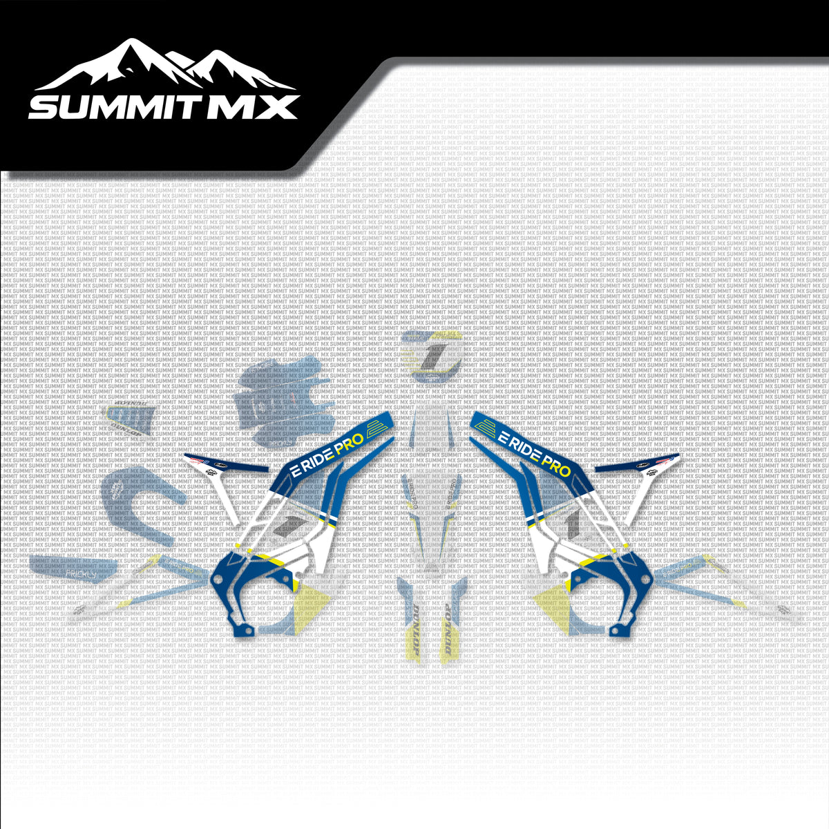 Husqvarna Inspired E-Ride Pro Frame Decals placement on the full kit