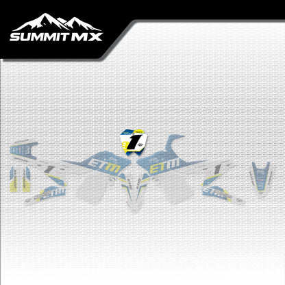 Husqvarna Inspired ETM RTR Number Plate Decal placement on the full kit