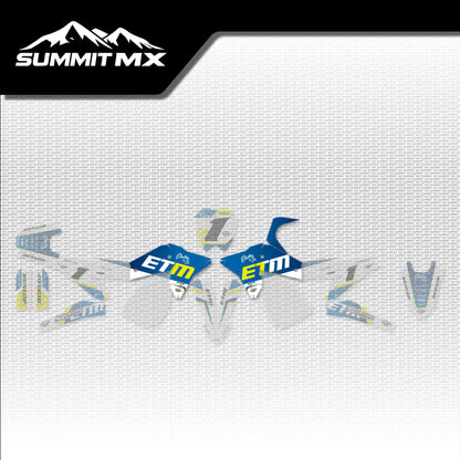 Husqvarna Inspired ETM RTR Side Shroud Decals placement on the full kit