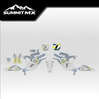 Husqvarna Inspired Light Bee Number Plate Decal (2025+) placement on the full kit