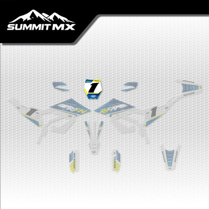 Husqvarna Inspired RFN Warrior Pro SX-E15 Number Plate Decal placement on the full kit