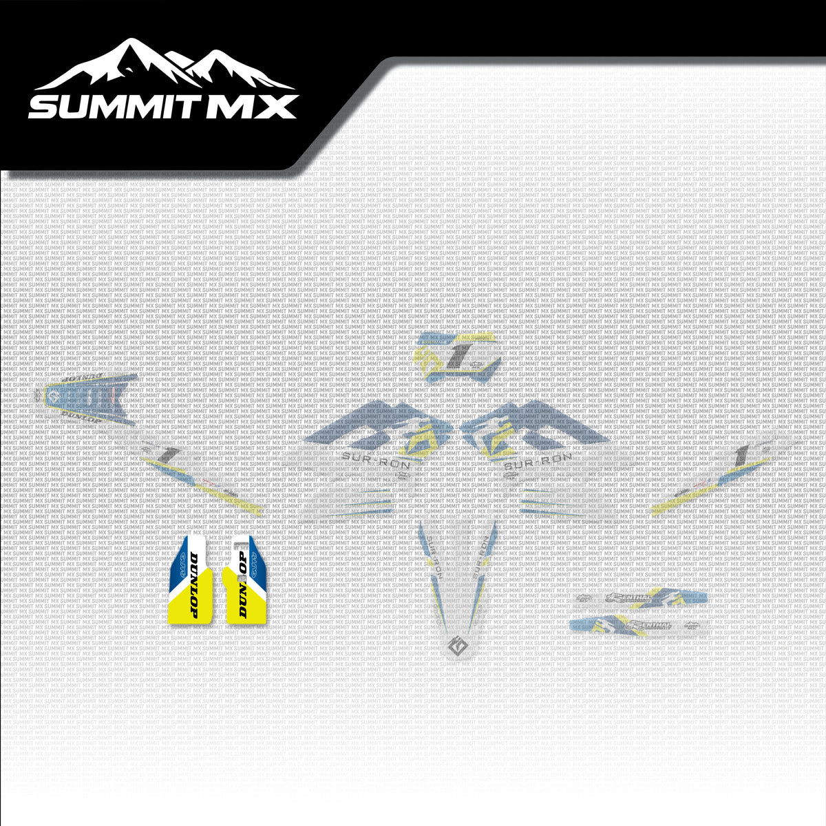 Husqvarna Inspired Storm Bee Fork Guard Decals placement on the full kit